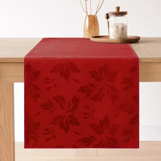 Romanstile Weihnachten Tischläufer Rot 40 x 180 cm Blumen Jacquard Modern Abwaschbar - Ideal Dekoration für Weihnachtsdeko, Tischdeko, Esstisch, Esszimmer, Christmas, Geschenk