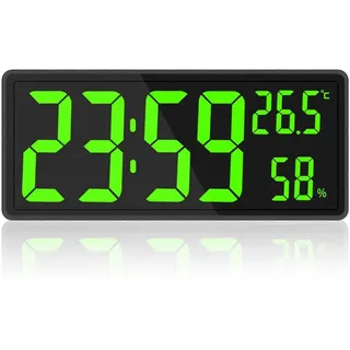 Digitale Led-wanduhr Mit Großem Zifferndisplay, Anzeige Von Innentemperatur Und Luftfeuchtigkeit, Für Landhaus, Zuhause, Klassenzimmer