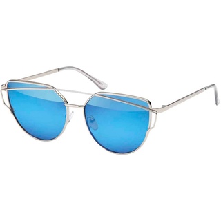 BEZLIT Eyewear Pilotenbrille Rundglas Designer Damen Sonnenbrille (1-St) mit schwarzen, rosa-grün, silber-verspiegelt und silber-hellblau blau