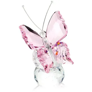 HYTIREBY Glasblume Kristall Fliegend Schmetterling mit Glas Base Figurensammlung (1 St), Schnitt Glas Ornament Statue Tier Sammler Briefbeschwerer Rosa rosa