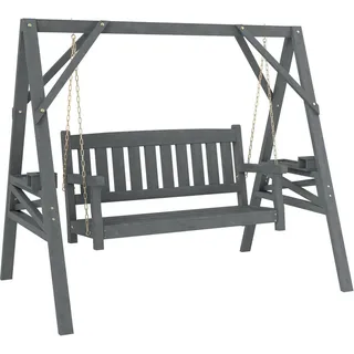 Outsunny Schaukelbank, Grau, Holz, 2-Sitzer, A-Form, 120x160x183 cm, Gartenmöbel, Hollywoodschaukeln