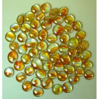 Ullmannglass Glasnuggets - Dekosteine - Muggelsteine, klein (Ø ca. 15-17mm) in transparent/rot (Feuer) irisierend zu 200g verpackt.
