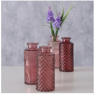 BOLTZE Tischvase Blumenvase im 4er Set aus Glas in Flaschenform - Rosa
