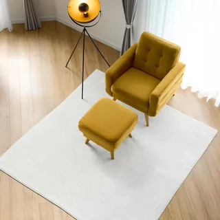 TAPISO Agra Teppich Quadratisch Kurzflor Quadrat Weiß 250 x 250 cm | 100% Polyester, 10 mm Florhöhe, gewebt