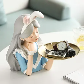 Eingangsbereich-dekoration, Aufbewahrungsmöglichkeiten, Mädchenfiguren, Dekotablett Für Veranda, Wohnzimmer, Büro, Schlafzimmer, Hasenohren