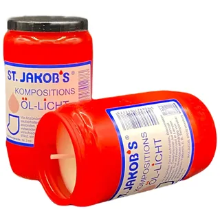 St. Jakobs Grabkerzen Nr. 3, Grabkerze, Grablicht, Weiss und rot, Friedhofslicht, Öllichter Nr, 3, Öl-Lichter, Grablampe, Grableuchte, Grabgestaltung, Lange Brenndauer (60, rot)