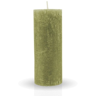 HS Candle Stumpenkerze Rustikale Antik Kerze (vers. Farben / Größen), Duftfreie Altarkerze - Dekokerze - lang Brenndauer - Retro grün Ø 7 cm x 18 cm