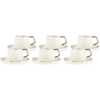 Karaca Saturn Platin Set mit 6 Kaffeetassen 90 ml, Porzellan, fur Kaffee, Teeservice, Espressotassen,Mochatassen Tee, Milch, turkischer Kaffee-Espresso Set-Türkisch Traditionalkaffee Tasse
