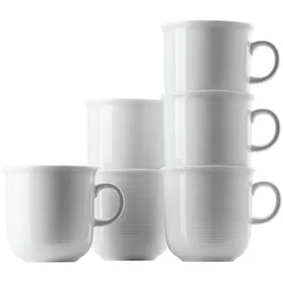 Thomas Porzellan Geschirr-Set Trend weiss Becher mit Henkel 0,36 l Set 6tlg, Porzellan weiß