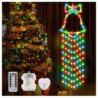 VIVIHEYDAY Beleuchtetes Fensterbild Glocken Weihnachtsdeko Mit Timer, 100 Warmweiß LED Fenster Beleuchtung, Lichterketten 8 Modi Batteriebetrieben Deko für Weihnachten, Party bunt