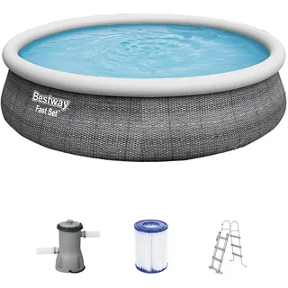 Bestway Fast Set Aufstellpool-Set Komplettset Ø 457 x 107 cm Rund