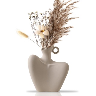 Kingbar Weiße Vase Keramik, Keramik Schlüsselbein Blumenvase, Frauenkörper Body Blumenvase, Modern Vasen Dekorative Für Pampasgras Blumen, Tischdekoration, A