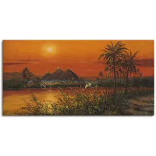Wandbild ARTLAND "Pyramiden" Bilder Gr. B/H: 100 cm x 50 cm, Leinwandbild Afrika, 1 St., orange Kunstdrucke als Alubild, Leinwandbild, Wandaufkleber oder Poster in versch. Größen