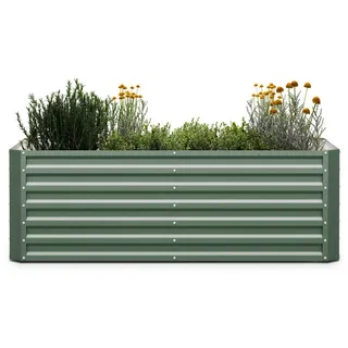 blumfeldt Hochbeet High Grow, Pflanzkübel Outdoor Balkon außen groß Metall Garten grün