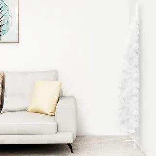 Homgoday Schmaler künstlicher halber Weihnachtsbaum mit Ständer, weiß, 180 cm, Weihnachts-Kiefer, für drinnen und draußen, saisonale Feiertagsdekoration, Heimdekoration
