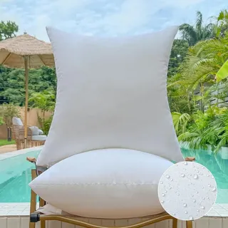 Omgoods – Set aus 2 wasserdichten Gartenkissen, 65 x 65 cm, für Gartenmöbel - Weiß