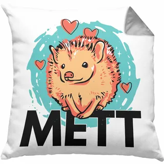 Trendation Mettigel Mettbrötchen Kissen mit Füllung 40x40 Spruch Mett Igel Geschenkidee Metzger Fleischer (Grau)