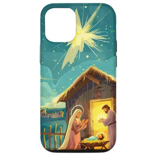 Hülle für iPhone 15 Pro Krippe Krippe Weihnachtsstern von Bethlehem