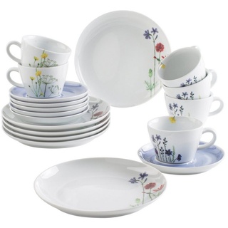 Kahla Kaffeeservice Wildblume Kaffeeservice 18tlg. (18-tlg), 6 Personen, Porzellan, Made in Germany blau