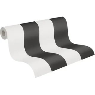 A.S. Création Vliestapete Elegance Tapete Streifentapete 10,05 m x 0,53 m schwarz weiß Made in Germany 334213 3342-13