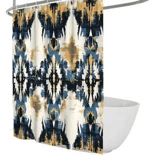 OLLIAR Home Boho Duschvorhang Abstrakte Geometrische Rustikale Azteken Exotische Badevorhänge Hotel Dekor Waschbarer Stoff Badezimmer Vorhänge Set mit Haken 100x200cm