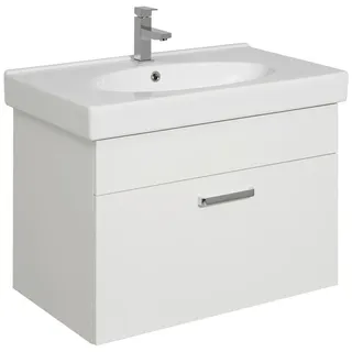 Pelipal Waschtischkombi, Weiß, Kunststoff, 1 Schublade(n) Schubladen, 80 cm, Made in Germany, hängend, Badezimmer, Waschbecken & Armaturen, Waschtische