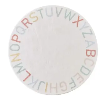 ZYFAB Runder ABC-Teppich aus weichem Plüsch, rutschfeste Alphabet-Bodenmatte für Kinderzimmer-Lernspielteppich für Klassenzimmer,A,Diameter:120cm