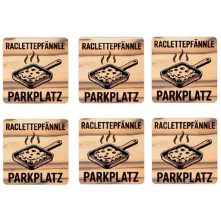 speecheese Glasuntersetzer Raclette-Pfännle 6er Set Untersetzer aus Holz