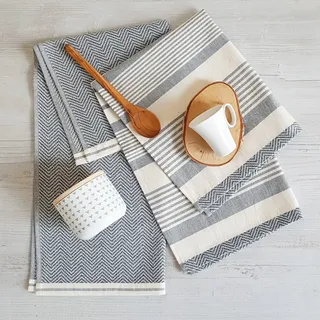 framsohn frottier Geschirrtuch FRAMSOHN FROTTIER "Modern Living Fischgrät", grau (grau, anthrazit), B:50cm L:70cm, 100% Baumwolle, Geschirrtücher, Geschirrtuch, dichte Feinwebung, in Österreich hergestellt, 50x70 cm