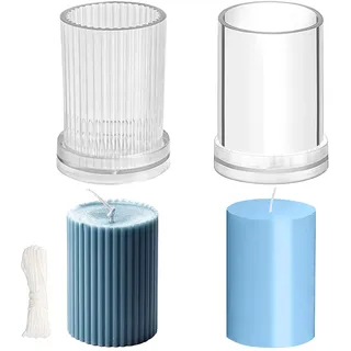 2 Stück Plastik Kerzenformen,Kerzenform zum Gießen Set mit 1M Kerzendocht Zentriervorrichtung,DIY Handgemacht Aromatherapie Kerzenform,Stumpenkerzen Formen für Kerzenherstellung,Duftkerze