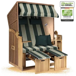 Strandkorb Hanse Strandkorb Strandkorb 2-Sitzer Ostsee Volllieger in Natur Beige Grün, BxTxH: 120x80x160 cm, Ostsee Volllieger, Ostsee 2-Sitzer Modell 2025, Stabiles Wacholder mit handgefertigtem Polyrattangeflecht grün