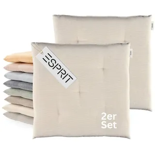 Esprit Sitzkissen Needlestripe 40 x 40 cm Beige