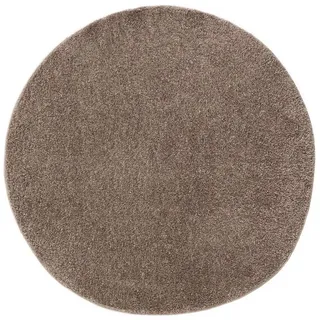 benuta Hochflor-Teppich Soho, rund, Höhe: 31 mm, Teppich Wohnzimmer, Schlafzimmer, Esszimmer, Rutschfest, Waschbar grau rund | Ø 120 cm x 31 mm