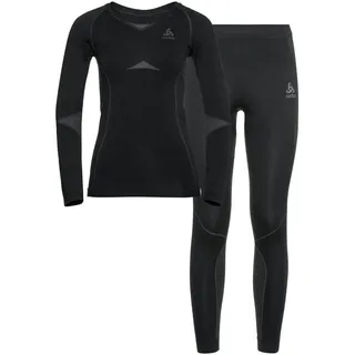 Odlo Thermounterwäsche Damen Fundamentals Performance Warm I Funktionsshirt Langarm und Thermo Leggings I Warme Skiunterwäsche