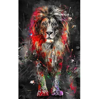 RAILONCH 5D DIY Diamond Painting, Tier Löwe Diamant Malerei Kits, Voller Bohrer Runden Diamant Painting Crystal Strass Stickerei Kreuzstich für Home Wall Decor (50x80cm)