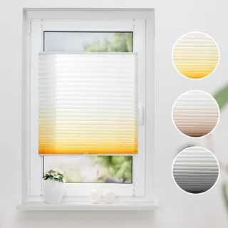 K-HOME Plissee Farbverlauf Sunrise 35 x 130 cm gelb/weiß