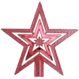 10 Cm Weihnachtsbaumspitze Stern Fröhliche Weihnachten Baumspitzenstern Festdekoration (rot)-red