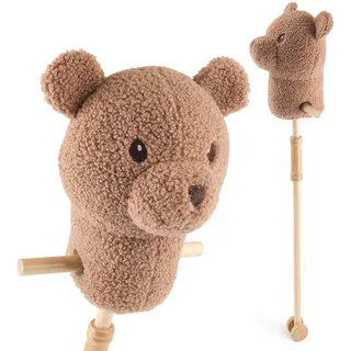 Bieco Steckenpferd Kinder Bär Mika | Hobby Horse Pferde | Steckenpferd Rollen | Steckentier Holz Pferd Stab | Stock Pferde Schöne Steckenpferde für Kinder Stockpferd Kleinkind Zubehör