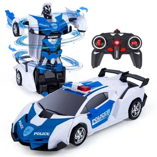 Thedttoy Transformator Ferngesteuertes Auto für Jungen,RC Polizeiauto ab 4+