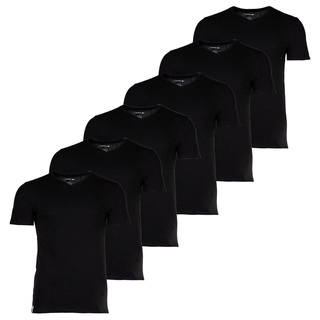 LACOSTE Herren T-Shirts, 6er Pack - Essentials, V-Ausschnitt, Slim Fit, Baumwolle, einfarbig Schwarz M