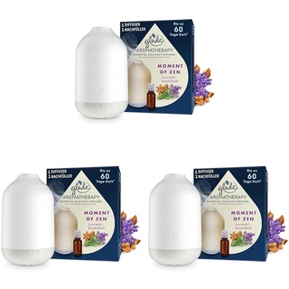 Glade Aromatherapy Essential Oils Duft-Diffuser Starterset Nachfüller, Moment of Zen, Lavendel + Sandelholz, 17.4ml (Packung mit 3)