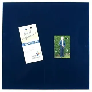 magnets4you Glas-Magnettafel/Magnetboard mit Stift und Magneten blau | 50 x 50 cm | beschreibbar | für Küche, Wohnen und Büro