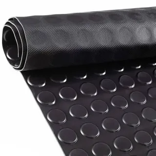 Gummi Antirutsch Premium TPE Geruchsarm Bodenbelag Noppen Muster Schwarz 3mm Stark 100 cm Breite 140 cm Länge
