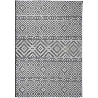 vidaXL Outdoor-Teppich Flachgewebe 160x230 cm Blau Gestreift