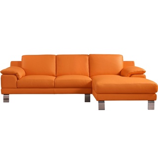 Egoitaliano Ecksofa »Shakira, Design und super Sitzkomfort auf hohem Niveau, tolle Details«, mit Recamiere, L-Form, edle Füße, orange