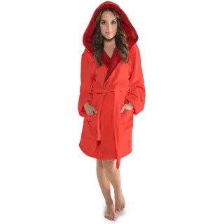 CelinaTex XS-XXXL Bademantel Kapuze zweifarbig kurz aufgesetzte Taschen Damen Mikrofaser Kuschelfleece OEKO-TEX Miami