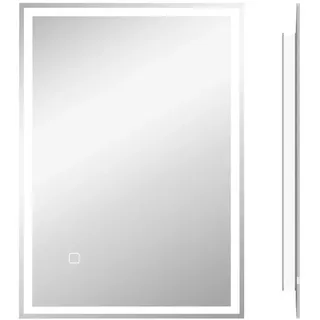 Homcom Badspiegel,, Silber Glas, 70x4x50 cm Badezimmer, Badezimmerspiegel Badspiegel