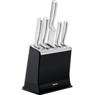 Tefal EverSharp Pro 5-teiliges Messer-Set mit selbstschärfendem Messerblock, patentierte Schärftechnologie, deutscher rostfreier Edelstahl, Schwarz, K2976S04