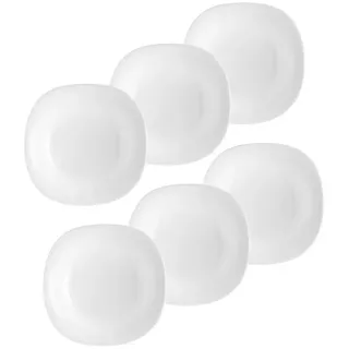 Annastore Geschirr-Set 6er Set Opal Geschirr weiß Speiseteller Suppenteller Dessertteller, 6 Personen, Eckige Teller, Stoßfest, Bruchfest
