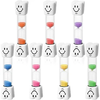 BAHME 7 Pcs Sanduhren Set für Kinder, Sanduhr für Zähneputzen Kinder, Sanduhr zum Zähne Putzen 3 Min Kleinkinder, Sanduhr Zähneputzen Timer, Lustig Sanduhren Kleinkinder, Mehrfarbiges Sanduhrset